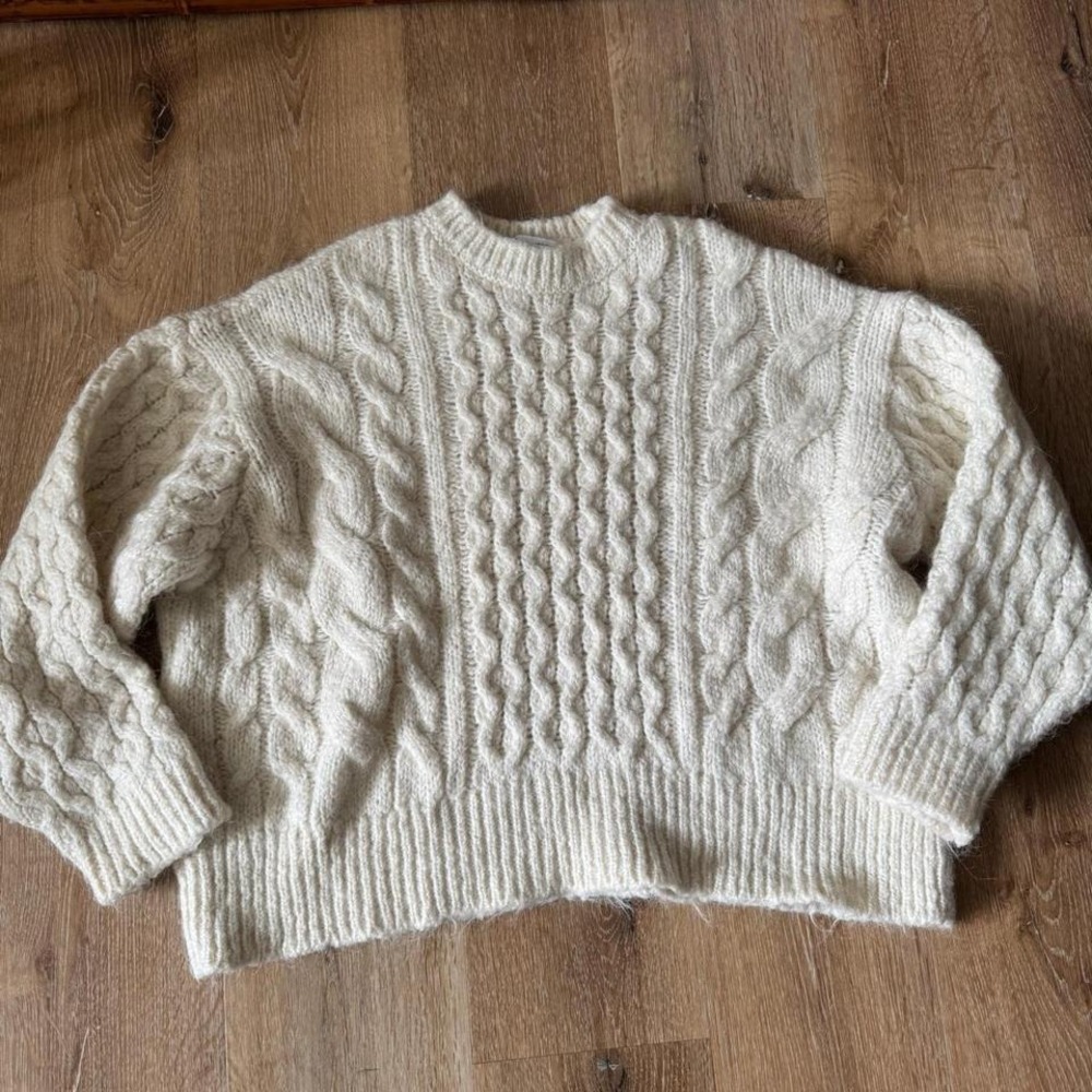 Zara Cream Cable Knit Jumper Sweater‎ Size M